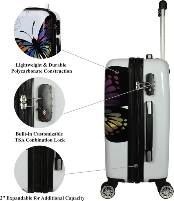 World Traveler Butterfly Luggage, 4-Piece Set - Image 7