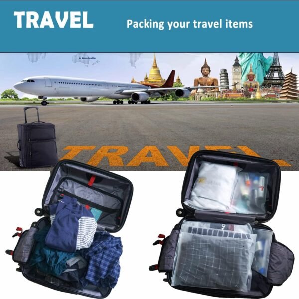 (20 pcs Value Pack) Travel Luggage Organizer Bags, Assorted Sizes, 4Mil Resealable Slider Zip Plastic Clothing Packaging, Frosted Travel/Home Storage and organizing Pouches, Space Saver Bag - Image 6