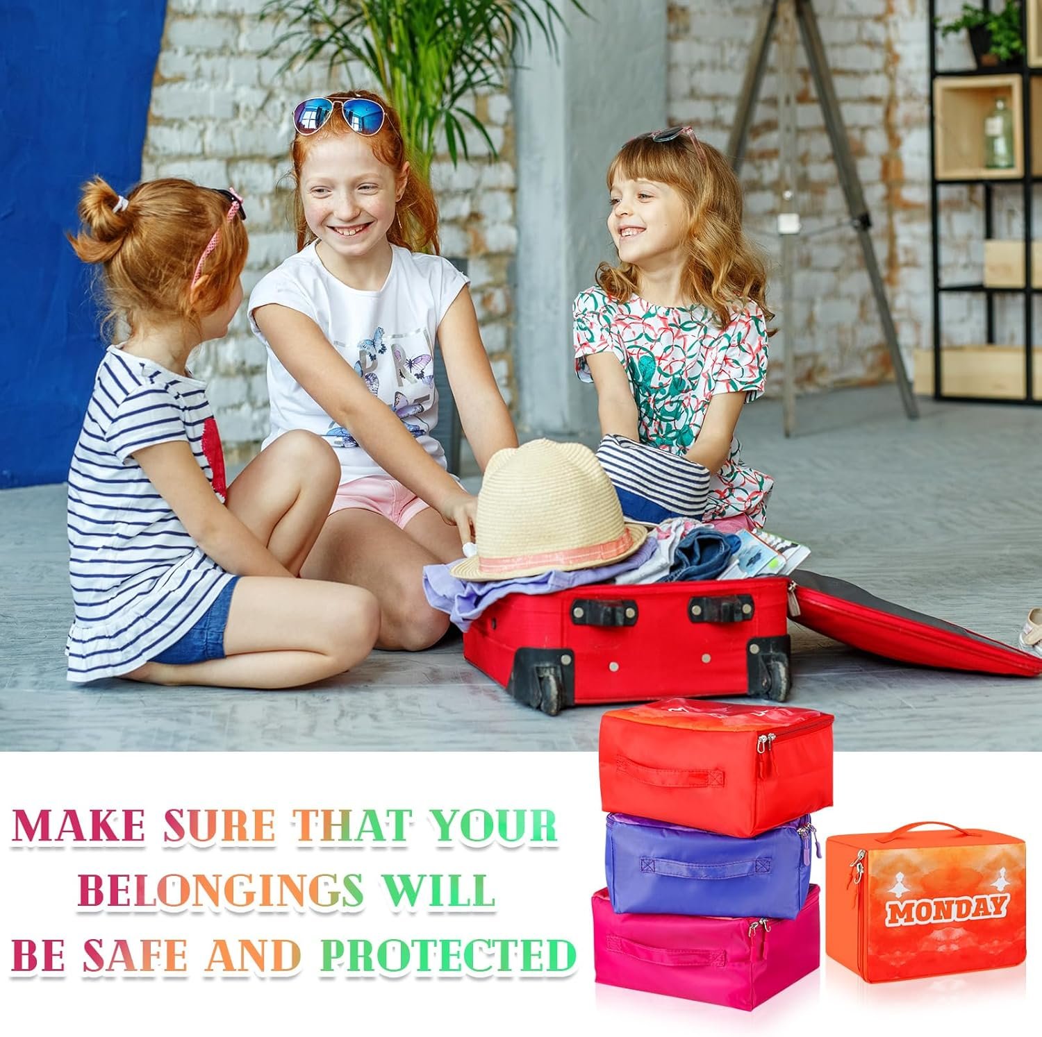 Paterr 14 Pcs Packing Cubes for Travel Kids Days of Week Compression Packing Cubes Colorful Luggage Organizers Suitcase Camp - Image 4