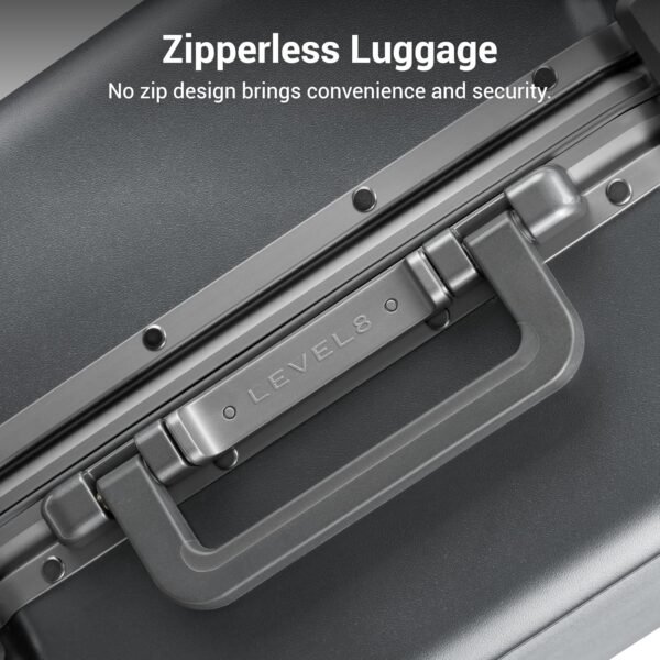 LEVEL8 Zipperless Carry On Luggage Airline Approved with Aluminum Frame, Lightweight Hard Shell Suitcase with Spinner Wheels, Metal Checked Luggage with Double Tsa Locks, 20 Inch, Grey - Image 10