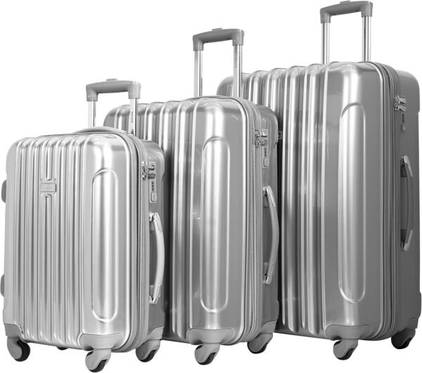 kensie Women's Alma Hardside Spinner Luggage, Silver, 3-Piece Set (20/24/28) - Image 2