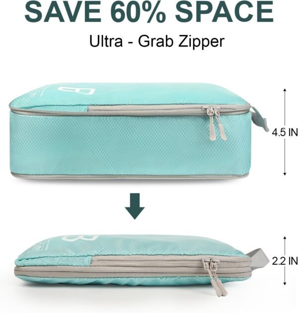 Compression Packing Cubes for Travell - Premium 377D Fabric Packing Cubes with Smooth Zippers, Space-Saving Compression Bags for Travell, Luggage Organizers for Clothes, Shoes, and Accessories - Image 5