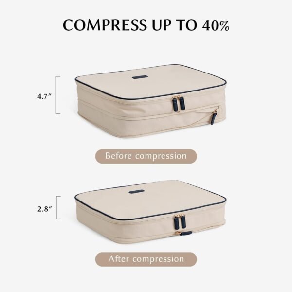 EACHY 5 Set Compression Packing Cubes for Travel, Lightweight Luggage Organizer Bags, Durable Travel Accessories for Suitcase Organization（Blue） - Image 3