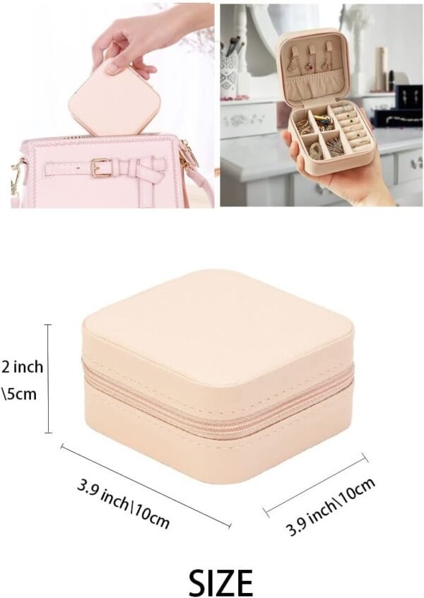Travel Jewelry Case, Mini Portable Jewelry Travel Boxes, Small Jewelry Organizer for Rings, Earrings, Pendants, Watches, Necklaces, Lipsticks Organizer Storage Holder Case (Pink) - Image 4