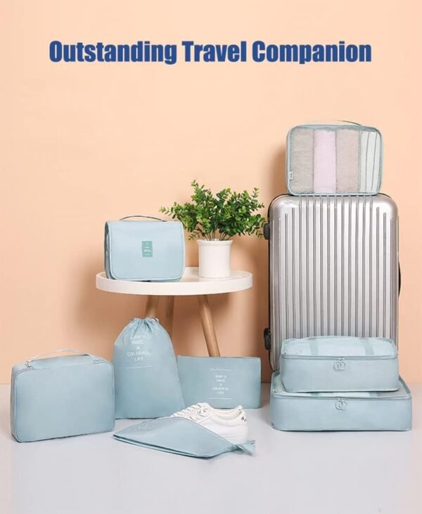 8 Pcs Packing Cubes for Travel, Travel Cubes for Suitcases Lightweight Luggage Organizers Travel Essential Bag with Toiletries Bag for Clothes Shoes Cosmetics Toiletries - Image 3