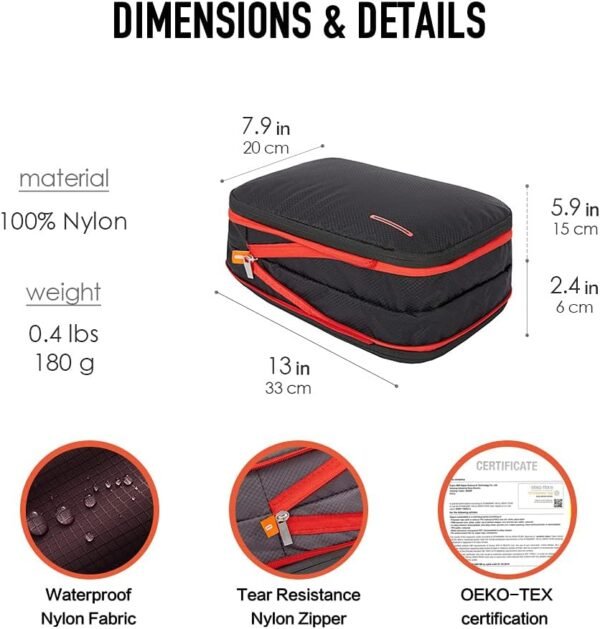 Waterproof Compression Packing Cubes,Travel Packing organizers for Carry on Luggage,Backpacking, Suitcases - Image 6