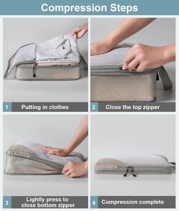 Barsine Large Compression Packing Cubes for Travel 4 Set Luggage Suitcase Organizer Bag Traveling Essentials - Image 7
