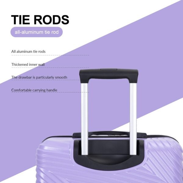 Luggage Sets 3 Piece, Hardside PC ABS Suitcase Set with Spinner Wheels, Lightweight Travel Carry-on and Checked Luggage, lavender Purple, 3-Piece Set(20/24/28) - Image 3