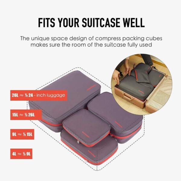 Waterproof Compression Packing Cubes,Travel Packing organizers for Carry on Luggage,Backpacking, Suitcases - Image 9