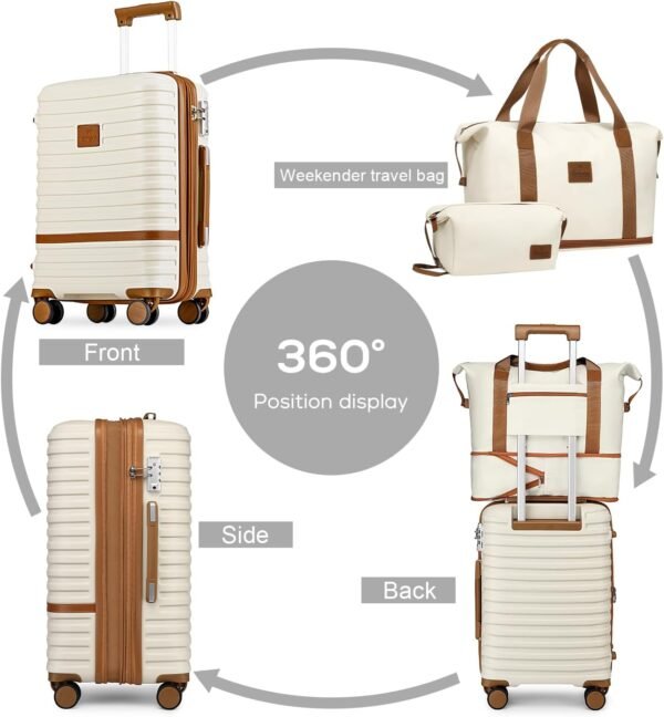 Joyway Luggage Set 7 Piece Suitcase Sets with Spinner Wheel,Hardside Expandable Travel Laggage with TSA Lock (18/20/24/28 White - Image 6