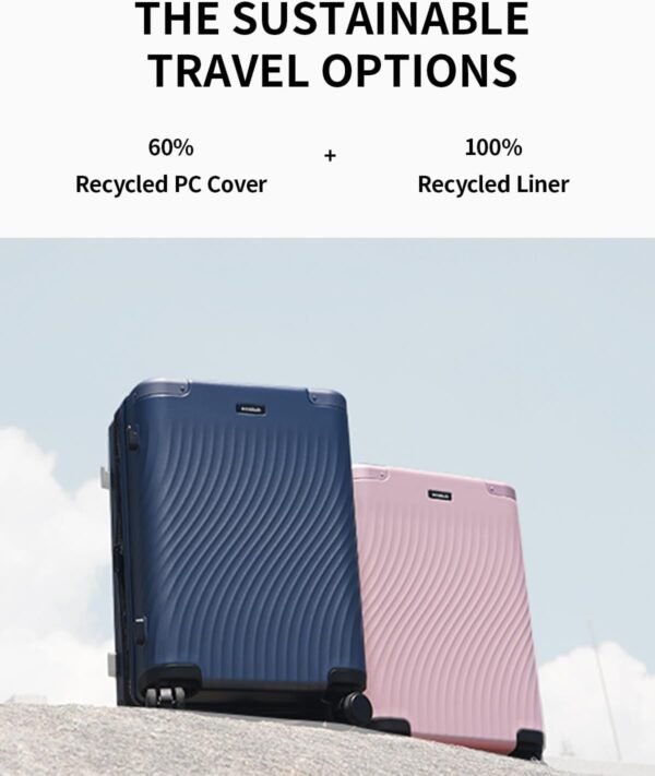 ECOHUB Hardside Expandable Carry On Luggage, Recycled PC 20" Rolling Luggage 22x14x9 Airline Approved with Spinner Wheels & TSA Lock, Lightweight Small Hardshell Travel Suitcase, 20 inch Carry-on Pink - Image 10