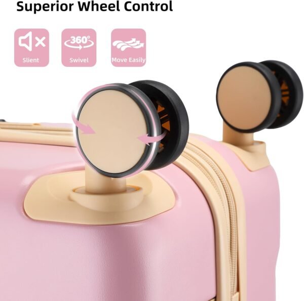 LARVENDER Luggage Sets 3 Piece Expandable Carry on Luggage 22x14x9 Airline Approved Hardshell Suitcase with Wheels TSA Lock, Lightweight Suitcase Set for Women with Travel Backpack, Pink - Image 8