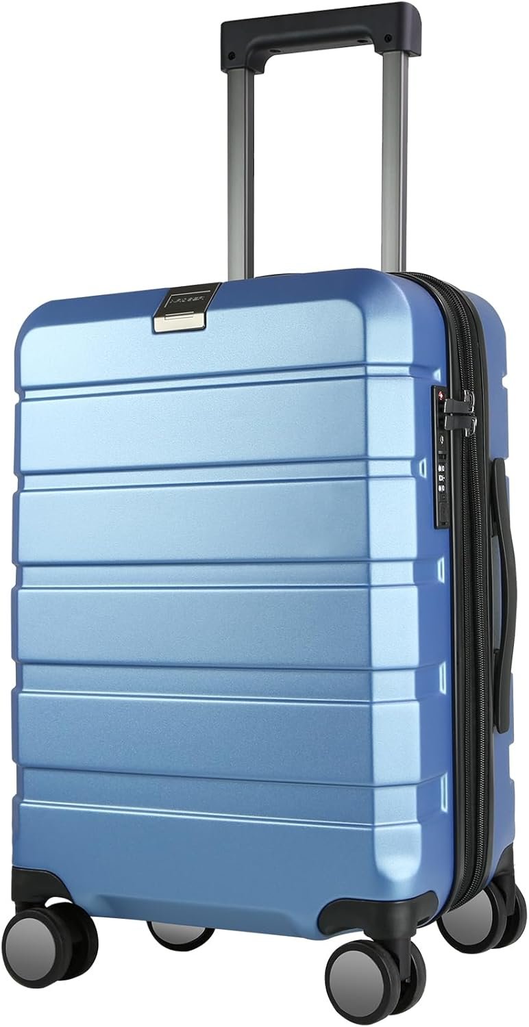 KROSER Hardside Expandable Carry On Luggage with Spinner Wheels & Built-in TSA Lock, Durable Suitcase Rolling Luggage with USB Port, Carry-On 20-Inch, Light Blue - Image 2