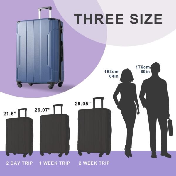 Merax Luggage Expandable Lightweight Spinner Suitcase with Corner Guards (Blue, 3-Piece Set (20/24/28) - Image 7