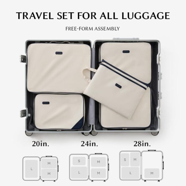 EACHY 5 Set Compression Packing Cubes for Travel, Lightweight Luggage Organizer Bags, Durable Travel Accessories for Suitcase Organization（Blue） - Image 5