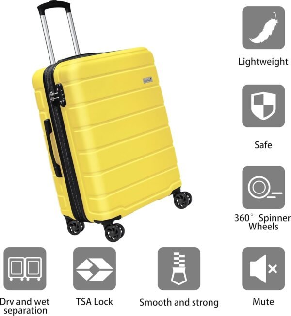 Luggage Light weight Luggage Hardside Expandable Luggage Spinner Wheels Luggage Suitcase W/TSA Lock 3-Piece Luggage Set,Include 20”Carry on Luggage Suitecase(20/24/28), Signal Yellow - Image 8