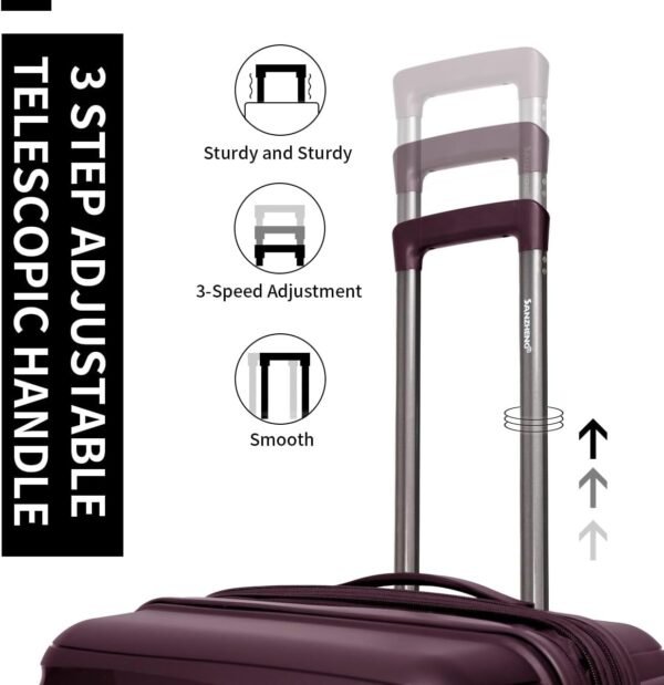 Hardshell Luggage 3 Piece Set, Lightweight Expandable Suitcase Set with Wheels 360° Spinner & TSA Lock (20/25/29 inch, Purple) - Image 3