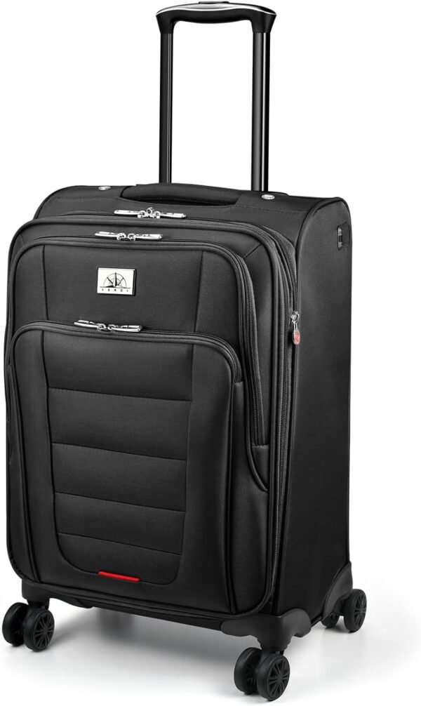 Verdi Softside Expandable Carry-On Luggage with Spinner Wheel USB Port Lightweight (Black, 20-Inch Carry-On) - Image 2