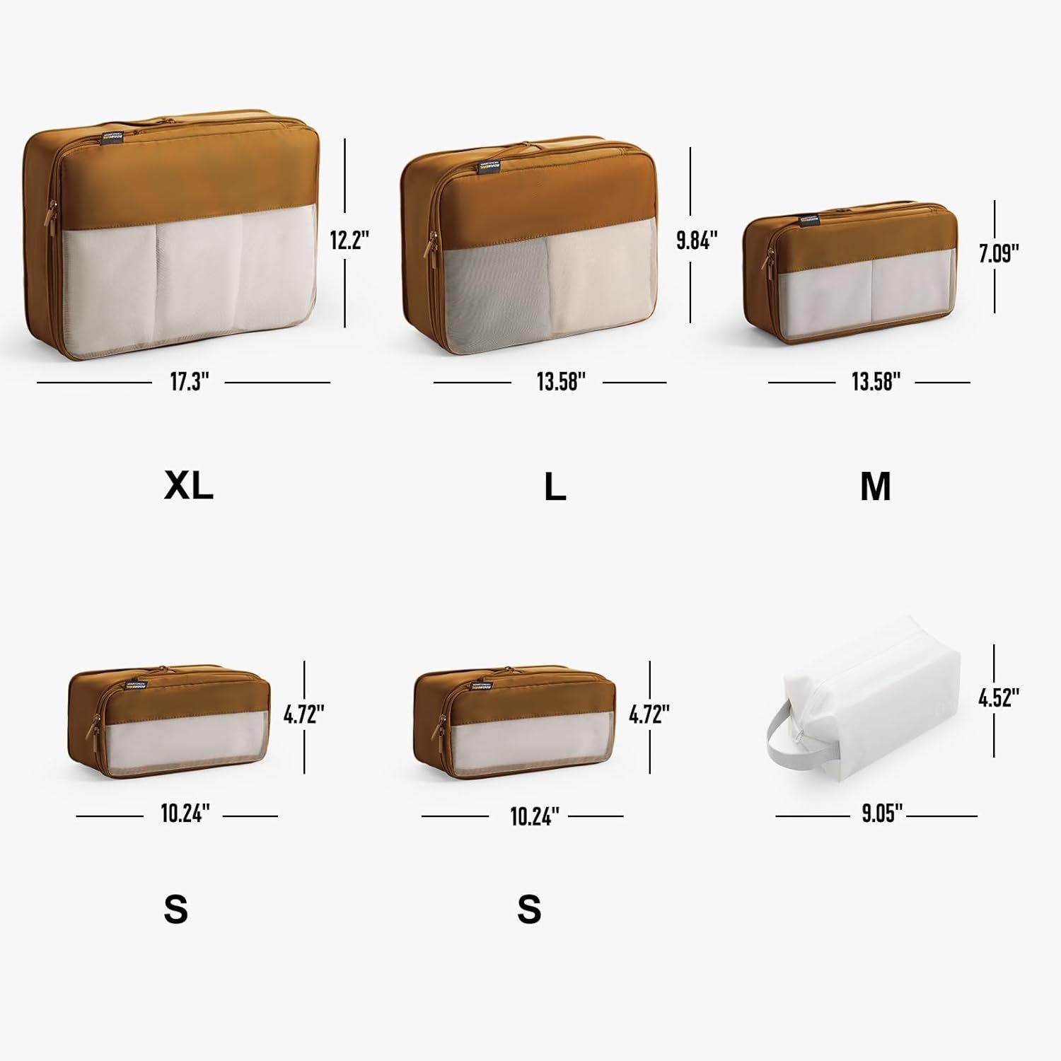6 Set Compression Packing Cubes for Travel Essentials, Luggage Organizers for Carry On Suitcases, Space Saving Storage Bags (Dark Brown) - Image 3