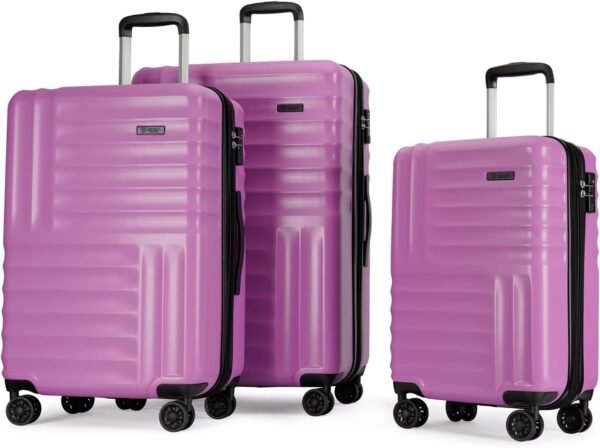 GinzaTravel 3-Piece Luggage Sets Expandable Suitcases with 4 Wheels PC+ABS Durable Hardside Luggage sets TSA lock (Purple, 3-Piece Set(20"/25"/29")) - Image 2