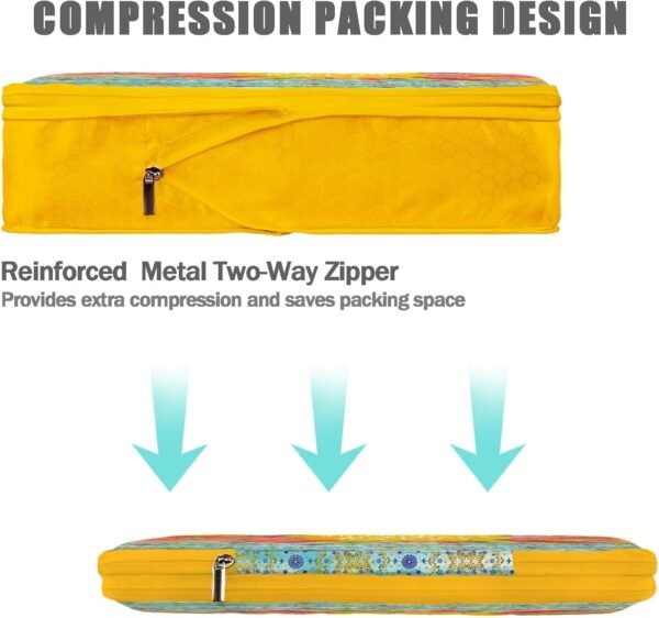 6 Set Boho Compression Packing Cubes Compressed Storage Bags for Carry on Suitcases Packaging Luggage Bags Organizers for Travel - Image 6