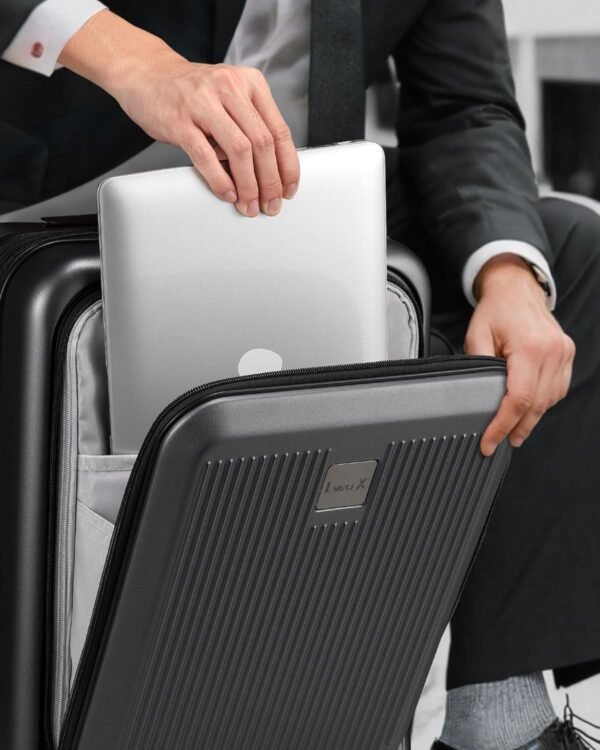 LUGGEX Carry on Luggage 22x14x9 Airline Approved, Expandable PC Hard Shell Suitcase with Front Pocket, Luggage with USB Port (White, 20 Inch, 36.7L) - Image 4