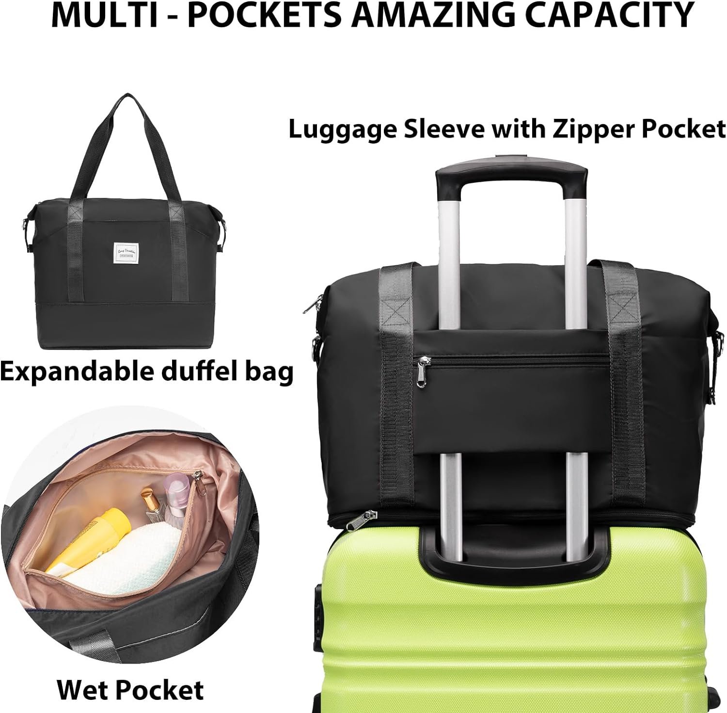 LONG VACATION Luggage Set 4 Piece Luggage with ABS hardshell TSA Lock Spinner Wheels Carry on Suitcase (APPLE GREEN, 6 piece set) - Image 6