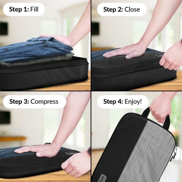 Packing Compression Cubes - 5pc Compression Packing Cubes Travel - Efficient Packing Cubes Compression and Ultimate Compression Packing Cubes for Carry On - Compression Cubes for Ultimate Space-Saving - Image 5