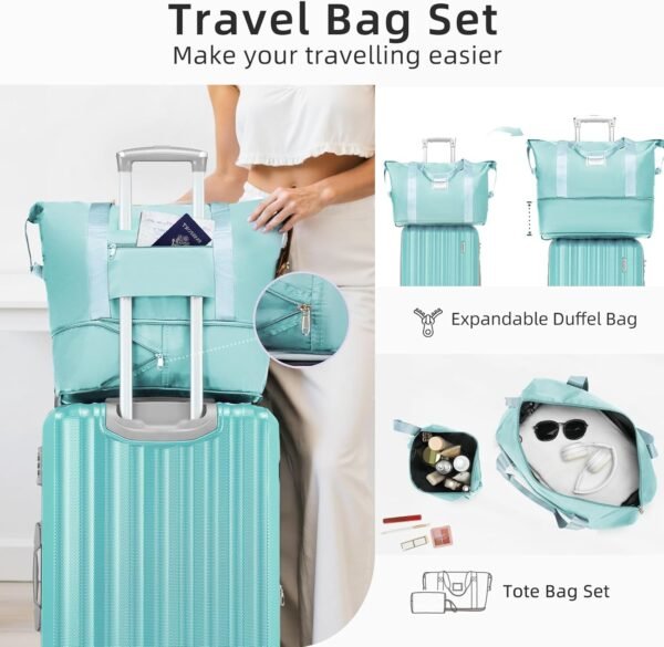 LARVENDER Luggage Set 6 Piece Large Suitcases with Wheels, Suitcase Set ABS Hard Shell Luggage Sets with Spinner Wheels, Carry On Luggage TSA Lock Travel Luggage for Men Women(Sky Blue) - Image 8