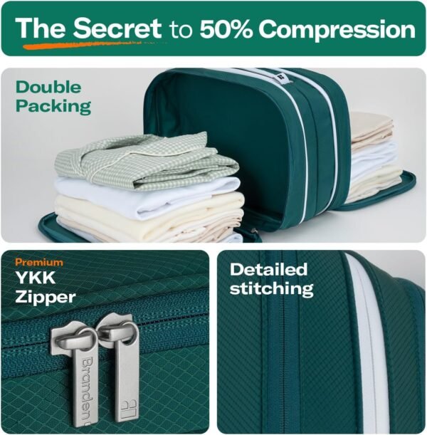 Branden Compression Packing Cube for Blanket, XX-Large, Green | Home Essentials l Compression Storage Bag for Bedding | Ultra Space Saving Self Compression Organizer - Image 4