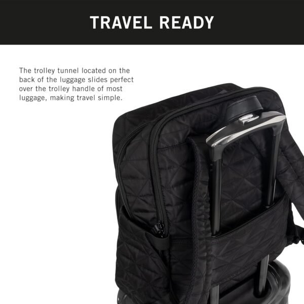 Kenneth Cole REACTION Diamond Tower Collection Lightweight Hardside Expandable 8-Wheel Spinner Travel Luggage, Black, 2-Piece Bundle (Carry On + Backpack) - Image 3
