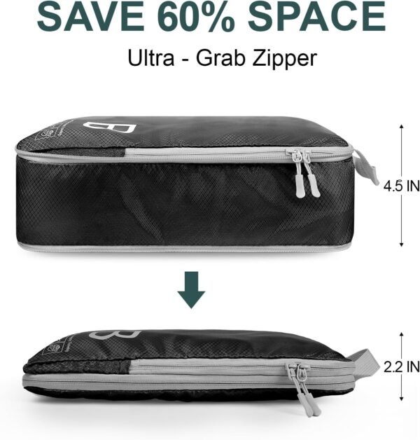 Compression Packing Cubes for Travell - Premium 362D Fabric Packing Cubes with Smooth Zippers, Space-Saving Compression Bags for Travell, Luggage Organizers for Clothes, Shoes, and Accessories - Image 5