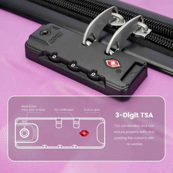 GinzaTravel 3-Piece Luggage Sets Expandable Suitcases with 4 Wheels PC+ABS Durable Hardside Luggage sets TSA lock (Purple, 3-Piece Set(20"/25"/29")) - Image 5
