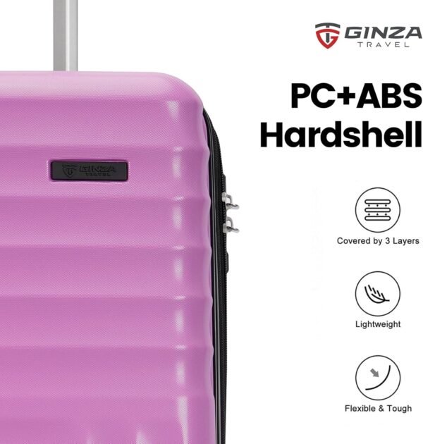 GinzaTravel 3-Piece Luggage Sets Expandable Suitcases with 4 Wheels PC+ABS Durable Hardside Luggage sets TSA lock (Purple, 3-Piece Set(20"/25"/29")) - Image 7
