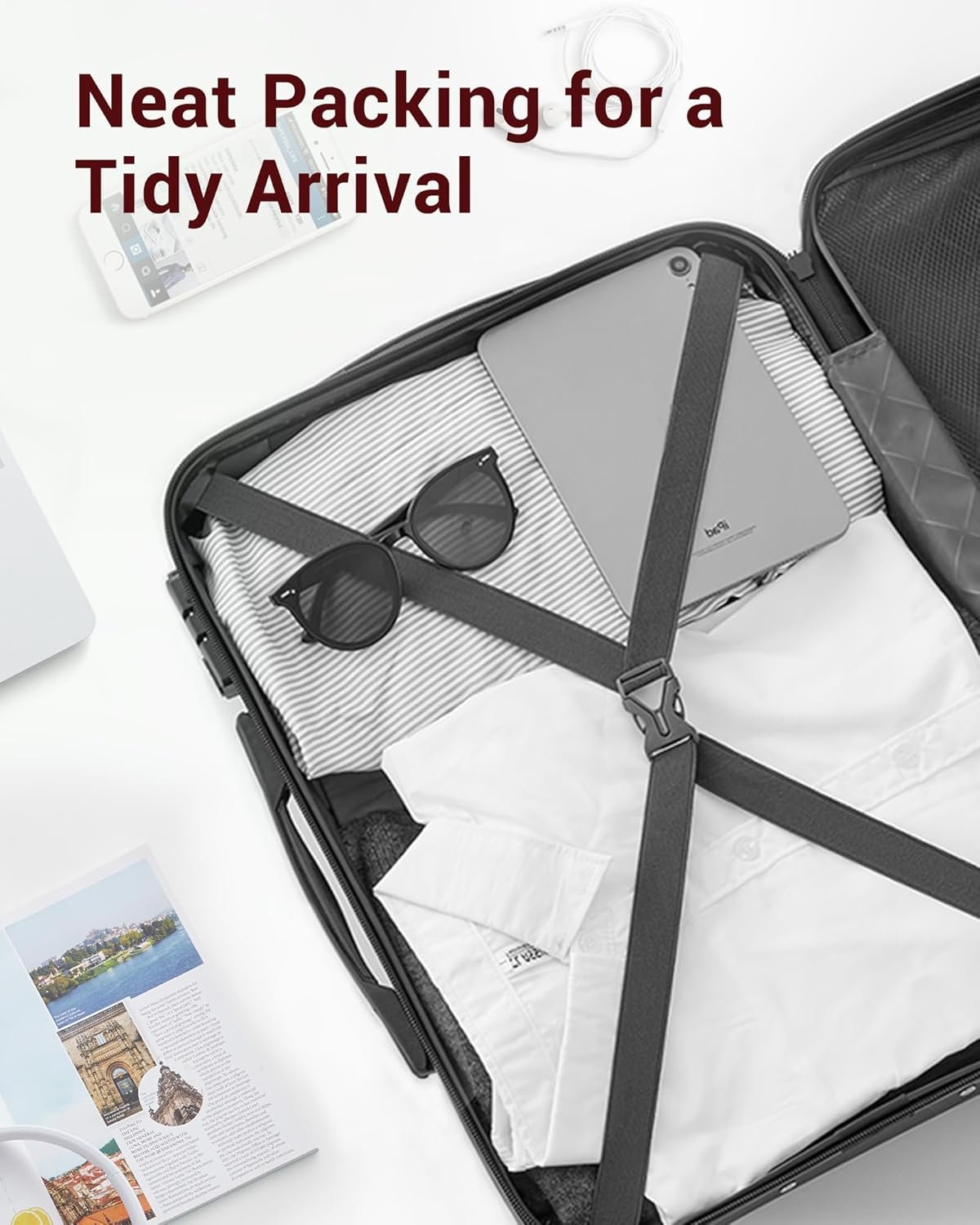 2 Piece Luggage Set, Hardside Lightweight Suitcase Sets with Double Spinner Wheels airline-approved carry-on luggage (20/28inch, Red&Black) - Image 7