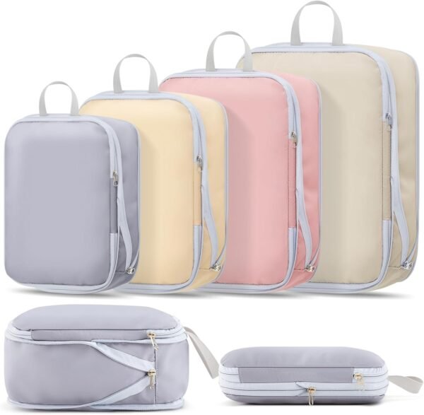 4 Pack Compression Packing Cubes for Suitcases Expandable Waterproof Travel Bags Suitcase Organizer Bags Set for Women Men - Image 2