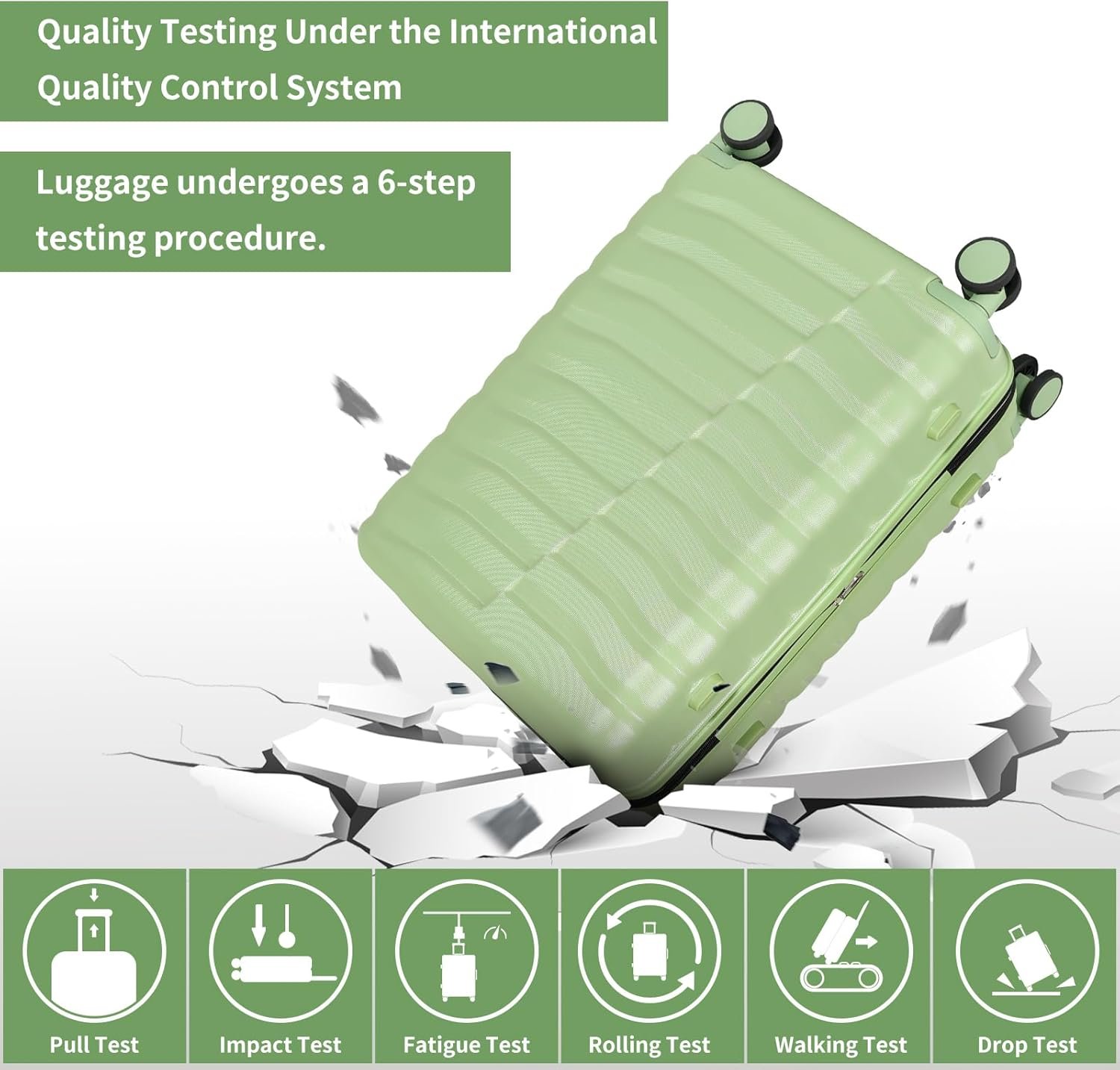 Lightweight Luggage with Spinner Wheels & YKK Zipper, 3-Piece Suitcase ABS+PC Hardside Luggage Set with TSA Lock, Light Avocado Green (20+24+28 inch) - Image 4