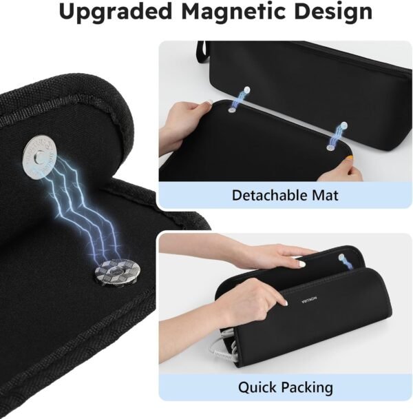 MOKURA Hot Hair Tools Travel Bag with Heat Resistant Mat Removable, Hair Accessories Organizer Case, Women Travel Essentials, Storage Pouch for Curling Iron Straightener Flat Iron Hair Dryer, Black - Image 4