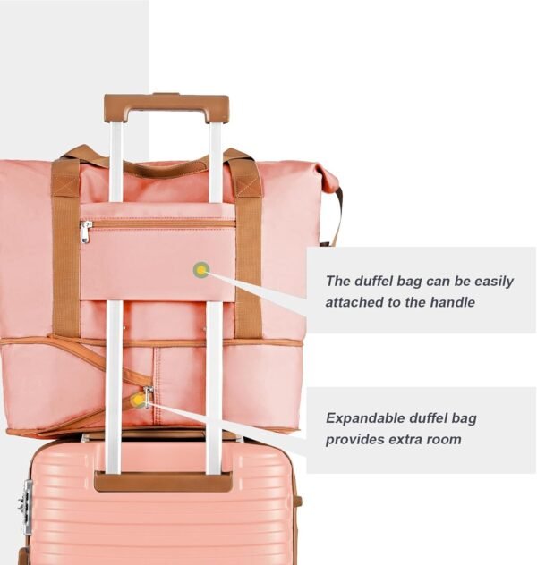 Joyway Expandable Luggage Sets 5 Piece Carry on and Check,Hardside Suitcase with Spinner Wheels and TSA Lock (Pink,20/24) - Image 5
