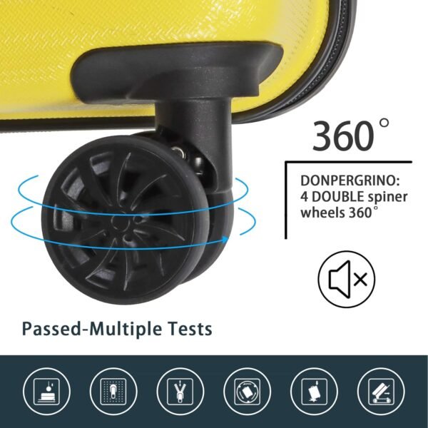 Luggage Sets 3 Piece(20/24/28)-Suitcase Set- Luggage with Wheels-PC + ABS Durable Lightweight Rotating hardshell suitcase 5PCS(Yellow) - Image 5