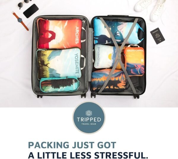 Packing Cubes for Travel-Extra Large Luggage Organizers 7 Piece Set-Ultralight, Expandable/Compression Bags for Clothes by TRIPPED Travel Gear (National Parks) - Image 9