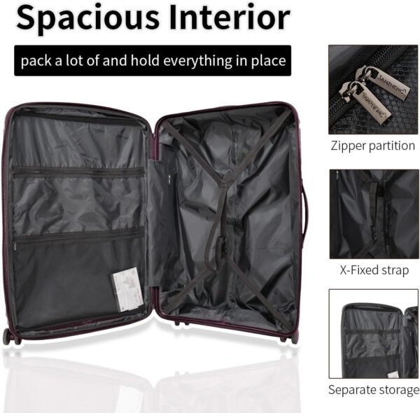 Hardshell Luggage 3 Piece Set, Lightweight Expandable Suitcase Set with Wheels 360° Spinner & TSA Lock (20/25/29 inch, Purple) - Image 10