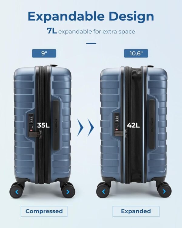 BAGSMART Carry On Luggage 22x14x9 Airline Approved with TSA Lock,20 Inch Lightweight Luggage with Spinner Wheels,100% PC Hard Shell Carry On Suitcases for Men Women,Royal Blue - Image 5