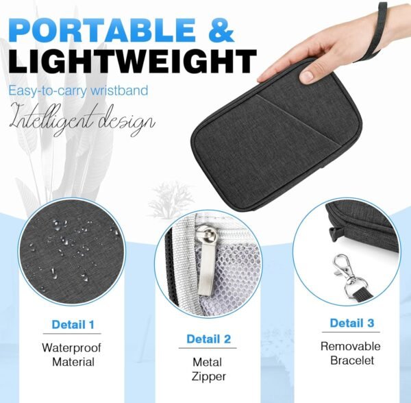 Passport Holder Family RFID Travel Document Organizer for Women Waterproof Passport Wallet Men Portable Case for Cards, Boarding Pass, ID, Money, Tickets with Zipper - Image 5