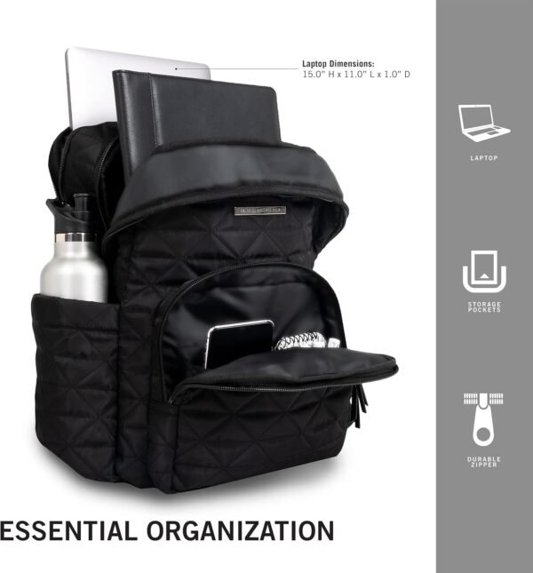 Kenneth Cole REACTION Diamond Tower Collection Lightweight Hardside Expandable 8-Wheel Spinner Travel Luggage, Black, 2-Piece Bundle (Carry On + Backpack) - Image 4