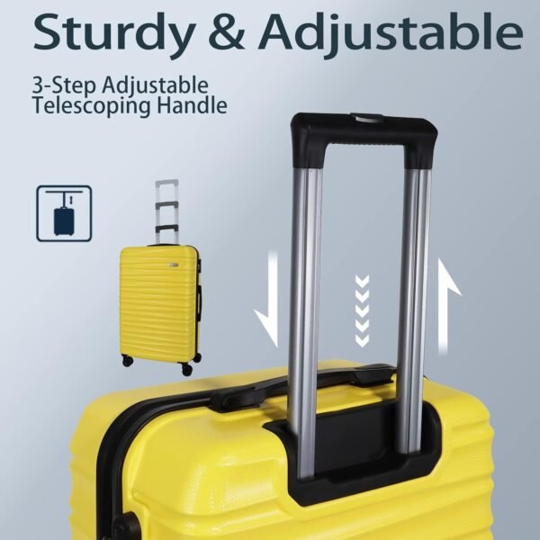 Luggage Sets 3 Piece(20/24/28)-Suitcase Set- Luggage with Wheels-PC + ABS Durable Lightweight Rotating hardshell suitcase 5PCS(Yellow) - Image 6
