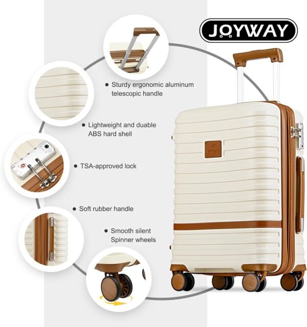 Joyway Luggage Set 7 Piece Suitcase Sets with Spinner Wheel,Hardside Expandable Travel Laggage with TSA Lock (18/20/24/28 White - Image 8