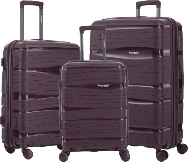 Hardshell Luggage 3 Piece Set, Lightweight Expandable Suitcase Set with Wheels 360° Spinner & TSA Lock (20/25/29 inch, Purple) - Image 2