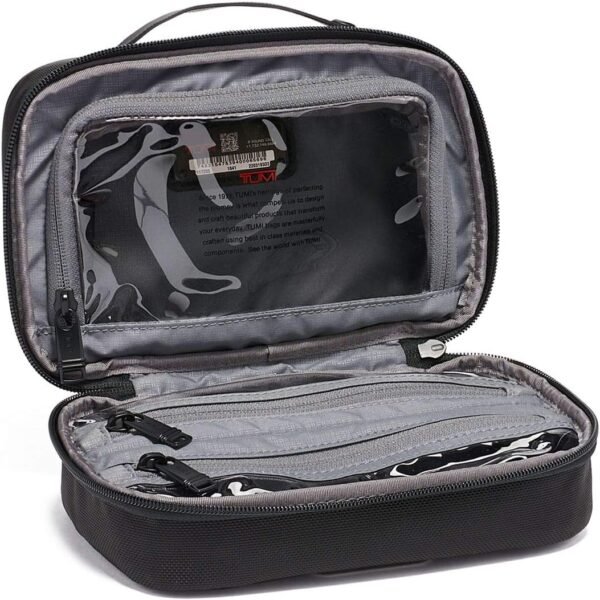 TUMI - Alpha 3 Split Travel Kit - Luggage Accessories Toiletry Bag for Men and Women with Embossed Leather Carry Handle - Black - Image 3
