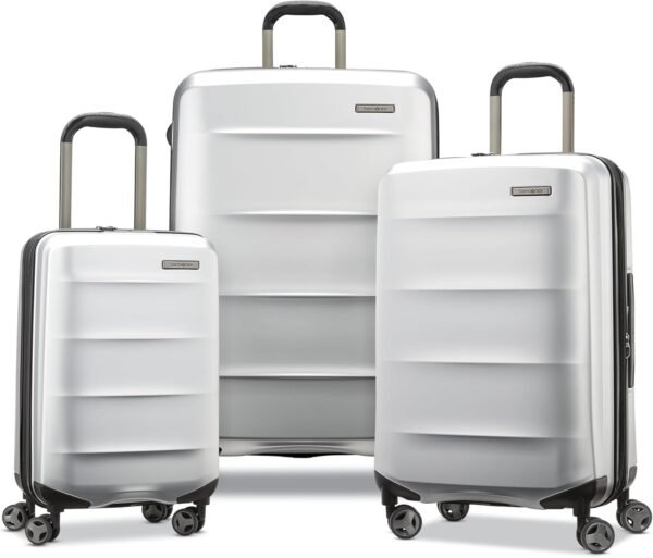 Samsonite Octiv Lightweight Hardshell 3-Piece Luggage Set (20/24/28) - Durable & Impact Resistant, 360° Aero Trac Spinner Wheels, Adjustable Telescopic Handle, Expandable, TSA Approved Lock - Silver - Image 2